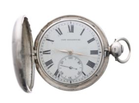 George III silver fusee lever hunter pocket watch, London 1818, the converted lever movement