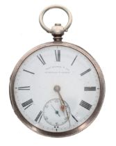 Thos Russell & Son silver fusee lever pocket watch, Chester 1881, the movement signed Thos Russell &