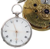 Good silver cylinder centre seconds pocket watch, London 1899, the fusee movement signed Fras