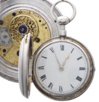 George IV silver quarter repeating hunter pocket watch, London 1823, the movement signed John Grant,