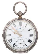 Edwardian silver English lever pocket watch with up/down power reserve, Chester 1905, the movement