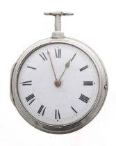 George III silver pair cased verge pocket watch, London 1804, the fusee movement signed Geo'e