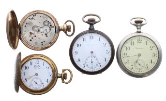 Hampden Watch Co. silverine lever pocket watch, 46mm (case back at fault); together with a Tacy