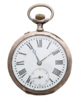 Continental silver (0.900) lever pocket watch, gilt movement signed Joh. Stockl, Wein, no.