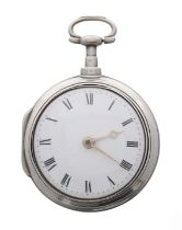 George III silver verge pair cased pocket watch, London 1811, the fusee movement signed G'n