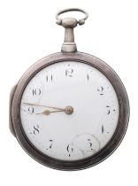 George III silver verge pair cased pocket watch, London 1812, the fusee movement signed I.P.
