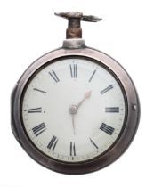 George III silver verge pair cased pocket watch, Birmingham 1802, the fusee movement signed Thos