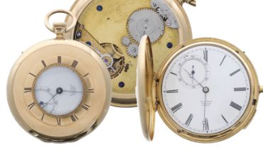 E.J. Dent 18ct quarter repeating duplex half hunter pocket watch, London 1850, the gilt movement