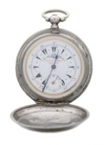 19th century white metal (.800) hunter pocket watch made for the Turkish Market by Louis Perret