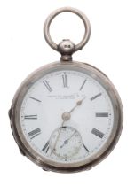 Victorian silver fusee lever pocket watch, Birmingham 1887, the movement signed Stewart Dawson & Co.