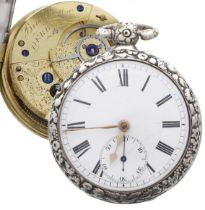 English early 19th century silver fusee rack-lever pocket watch, London 1816, the movement signed