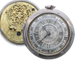 Early 18th century white metal verge pair cased pocket watch, the fusee movement signed Rob't