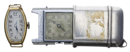 Gold filled wire-lug wristwatch for repair, 17mm (lacking strap); together with an Ebello white