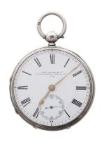 Victorian silver fusee lever pocket watch, London 1881, the movement signed John Myers & Co.,