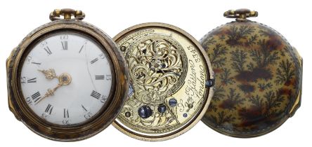 English 18th century verge gilt metal pair cased pocket watch, the fusee movement signed Sam Hatton,