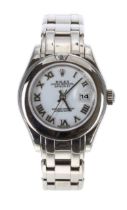 Rolex Oyster Perpetual Datejust Pearlmaster 18ct white gold lady's wristwatch, reference no.
