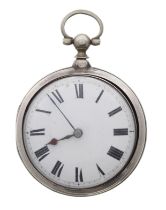 George III silver pair cased verge pocket watch, London 1802, the fusee movement signed Solomon