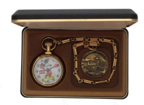 Mickey Mouse Railroad Pocket Watch Set; comprising Great American Railroads Collector's Series