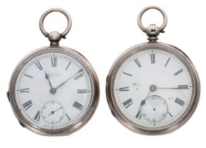 American Waltham silver lever engine turned pocket watch, Birmingham 1893, signed movement and dial,