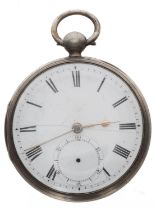 Victorian silver fusee lever pocket watch, Chester 1840, the movement signed Will'm P. Skellorn,