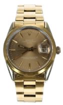 Rolex Oyster Perpetual Date gold capped and stainless steel gentleman's wristwatch, reference no.