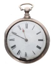 George III silver verge pair cased pocket watch, London 1815, the fusee movement signed Willm