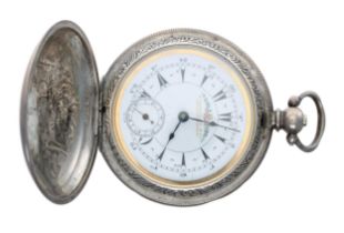 Turkish Market silver (0.800) lever hunter pocket watch, the half plate movement signed and