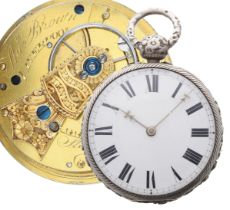 Good George III silver rack lever pocket watch, Chester 1818, the fusee movement signed Thos