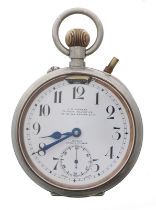 Omega 'MM & Co. Patent' Light Goliath nickel cased lever pocket watch, the Arabic numeral dial