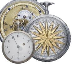 Continental 19th century silver quarter repeating pocket watch, the movement with plunge repeat,