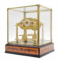 Contemporary Congreve ormolu single fusee rolling ball clock, the 2.25" principal chapter ring