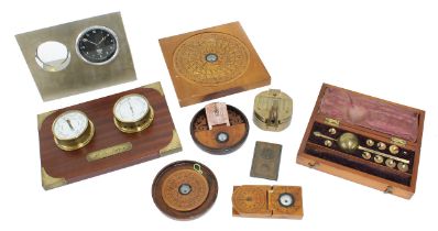 Small collection of scientific instruments including; a brass cased compass by and inscribed