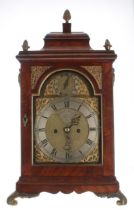 English mahogany double fusee verge bracket clock, the 7" brass arched dial signed Robert Ward,