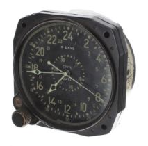 American Waltham Watch Co. 8 days cockpit clock, black 3'' dial inscribed 'Civil Date' with luminous