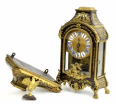 French boule mantel clock timepiece with later Mougin movement, the 5.5" foliate repoussé dial