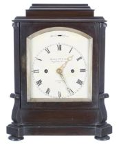 Fine rare English bronze cased double fusee table clock, the 5" cream arched dial signed James