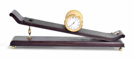 Imhof incline gravity clock with 15 jewel movement, the 2.75" white dial and movement contained