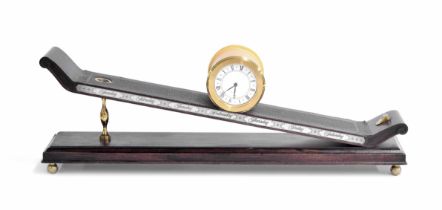 Good Imhof incline gravity clock with 15 jewel movement, the 2.75" white dial within an ormolu case,