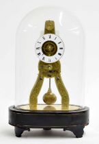 French miniature brass skeleton clock signed Pierret á Paris on the back plate, the 2.25" white