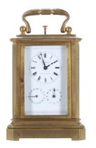 Interesting and rare French repeater calendar carriage clock, signed Charles Oudin, Palais Royal