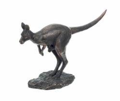 Anna B. Holan (Australian contemporary) - a bronze figural study of a kangaroo with joey in the