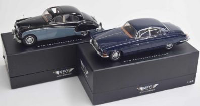 Neo Scale Models 1:18 Jaguar Mk10, blue (boxed with cardboard sleeve); together with a Neo Scale