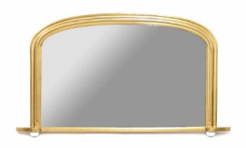 Victorian gilded arched overmantel mirror, 43" wide, 24" high