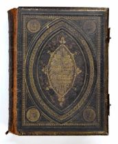 Browns Self-Interpreting Family Bible, with coloured plates, bound in a tooled leather cover