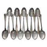 Eleven Peter Hertz Danish silver dessert spoons, bearing Copenhagen marks 1880 and Simon Groth Assay