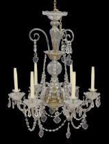 Impressive crystal drop six branch glass chandelier, 30" across, 42" drop approx - ** Provenance The