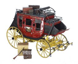 Franklin Mint 1:16 scale Wells Fargo Stagecoach, with some luggage and rifle accessories, 10"