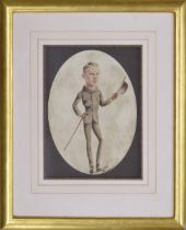 Phil May RI., RP., NEAC., (1864-1903) - Caricature of a gentleman standing wearing a grey suit and