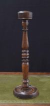 19th century turned oak wig stand, 18.5" high