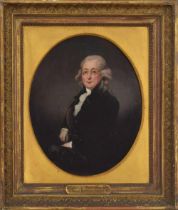 Circle of John Raphael Smith (18th/19th century) - Portrait of Mr Anstey of Bath, seated wearing